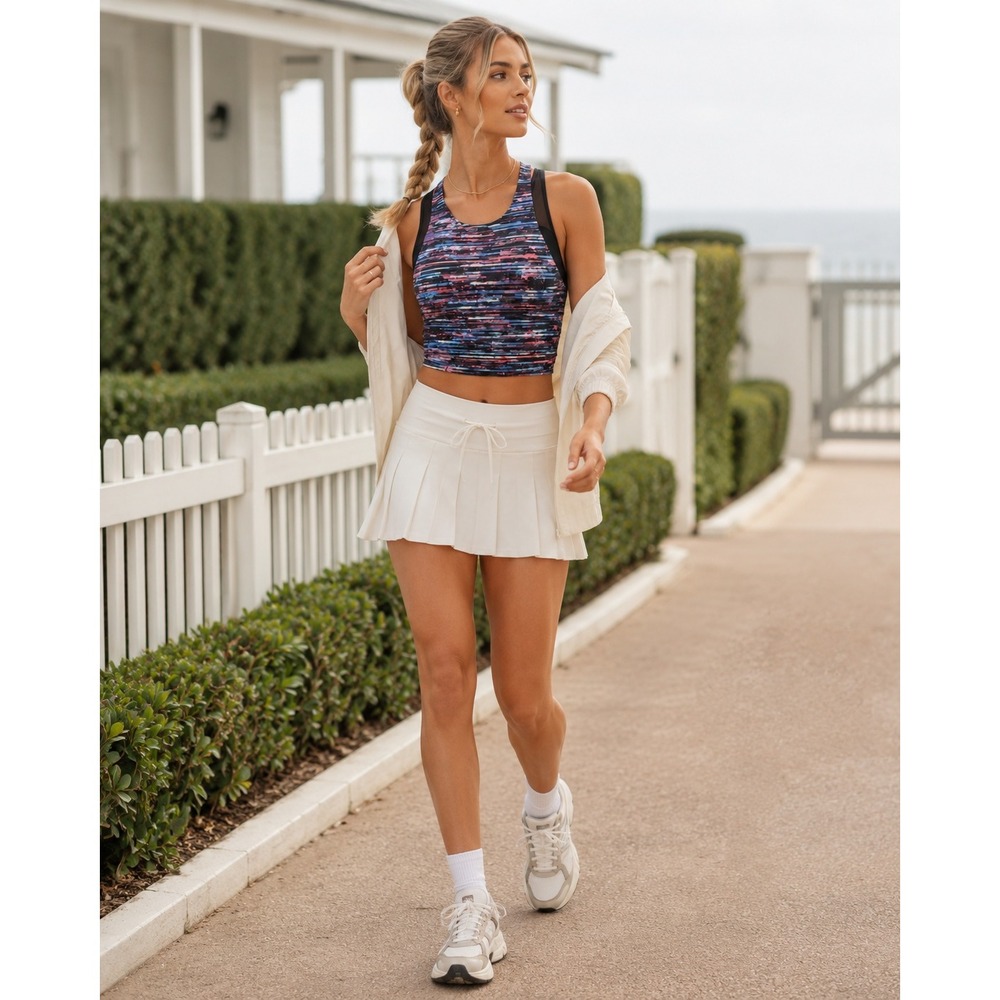 Lululemon Mesh‎ Layered Racerback Crop Tank Top Multi Print Athleisure